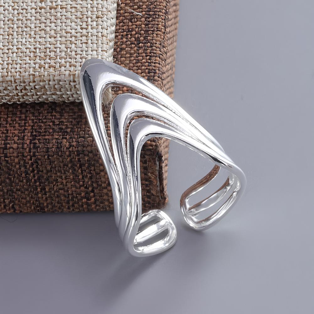 PANJBJ Real 925 Silver Retro Round Ring For 2 Rigns Women Chain Vintage Fine Jewelry Minimalist Accessories Gift