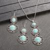 Boho Etnické Inkrustované Tyrkysy Kulaté Kapkové Zirkonové Sady Dámské Měděné Barvy Dlouhé Výrazné Přívěsky Náhrdelníky Bijoux