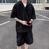 Men's Trendy Casual Two-Piece Set: Light Hooded Short Sleeve & Shorts.