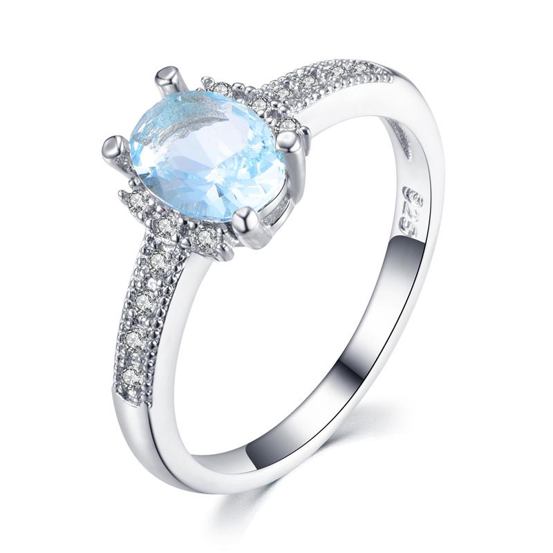 Authentische 925 Sterling Silber Quadratische Blaue Klare Zirkonia Fingerringe für Damen Hochzeits-Verlobungs-Schmuck Geschenk
