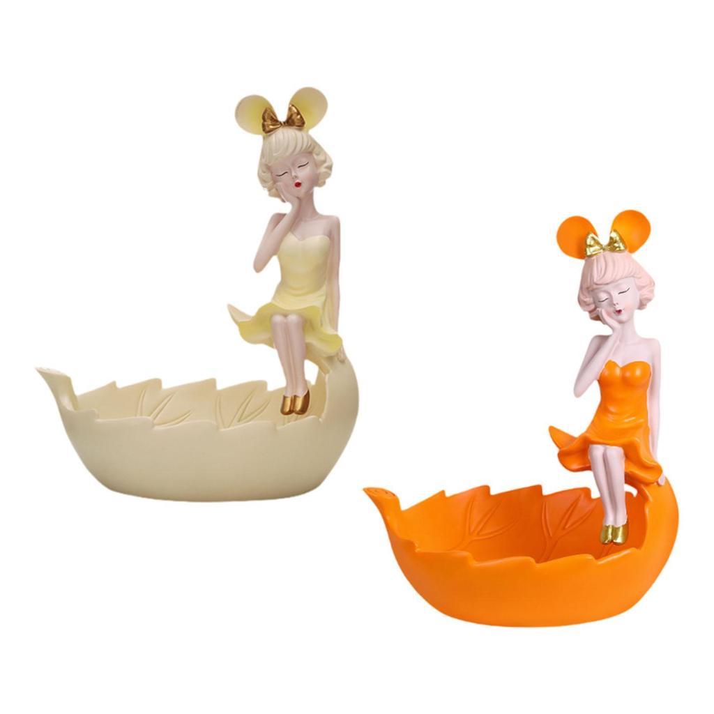 Schlüssel Schale Mädchen Figur Dekorative Schmuckschale für Eingang Schlafzimmer Eingangsbereich