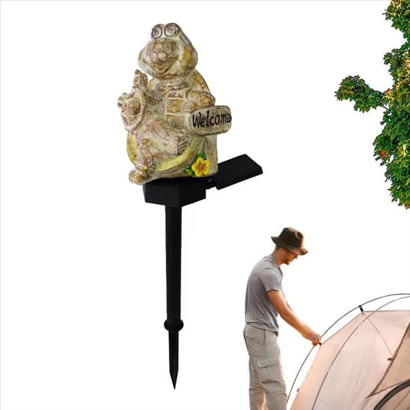 Garden Stake Light - Wood Carving Resin Turtle for and Yard Decoration