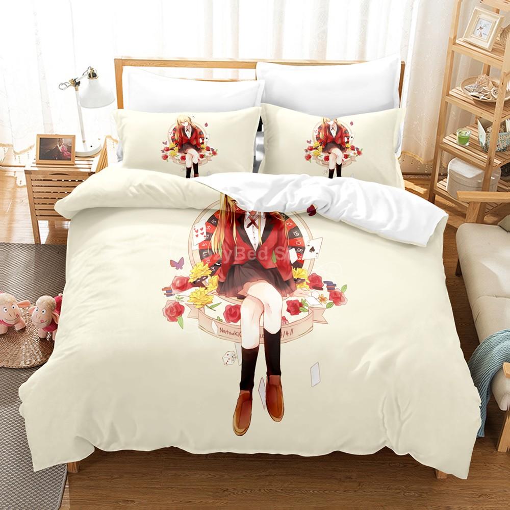 Kakegurui Sengetøy Sett For Jente Anime 3d Dynetrekk Sett Dyne Sengetøy Twin Queen King Enkelt Størrelse Gutter Barn Gave Tegneserie