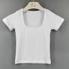 Korean Slimming Cropped T-shirt with Square Neck