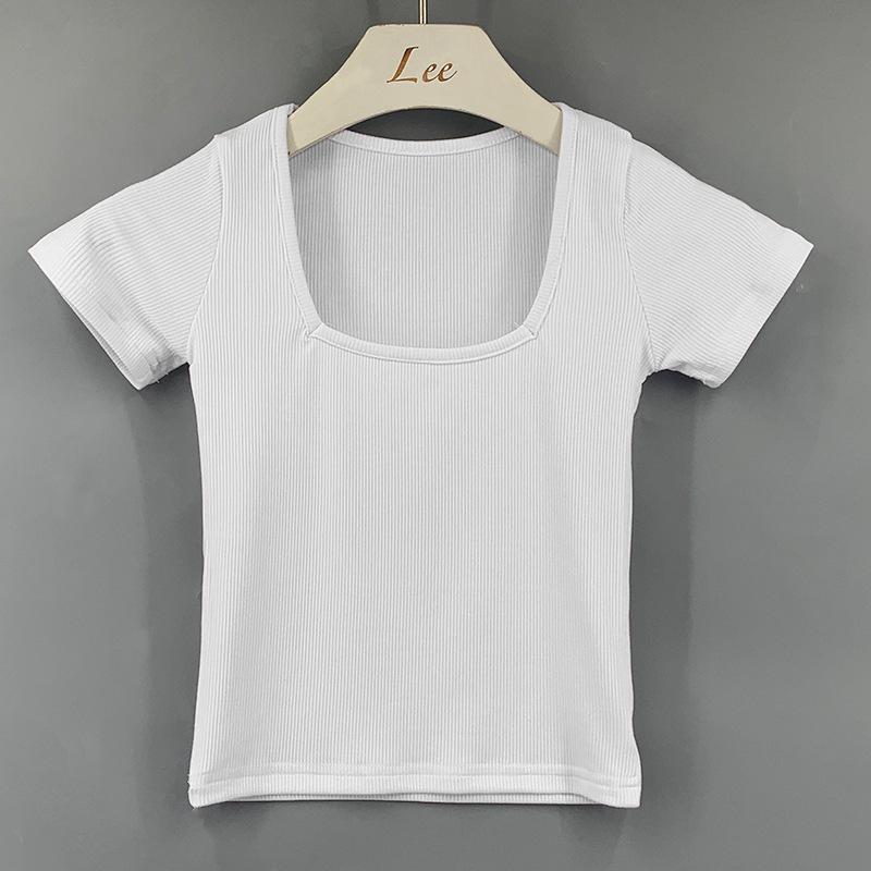 Korean Slimming Cropped T-shirt with Square Neck One Size