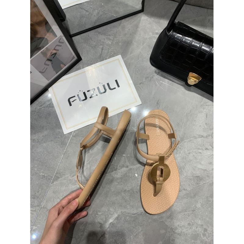 Yttersandaler dam sommar ny mode casual klämma platta sandaler student enknapp strand sandaler