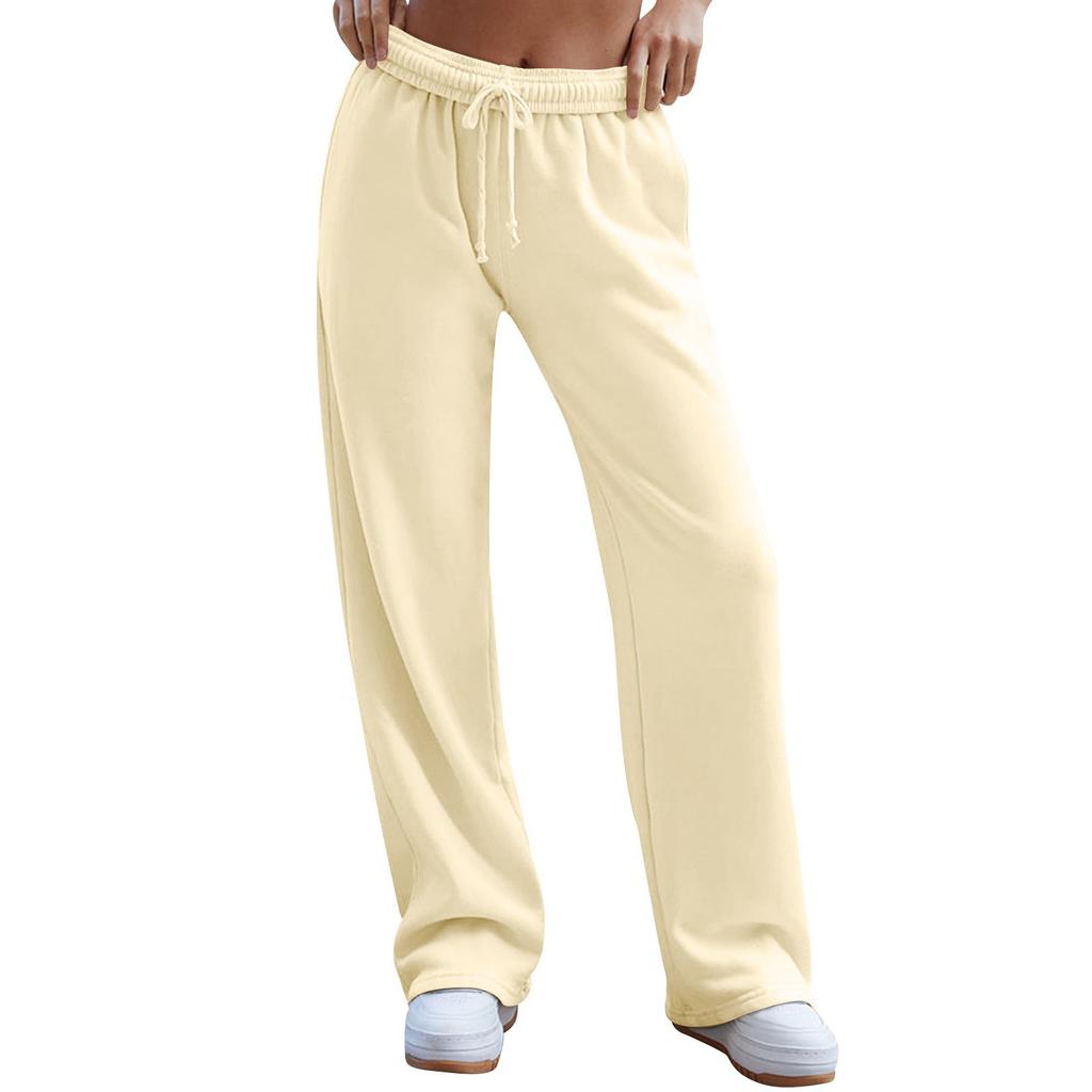 Pantalon de survêtement à jambes larges pour femmes, pantalon de survêtement ample à cordon de serrage à la mode
