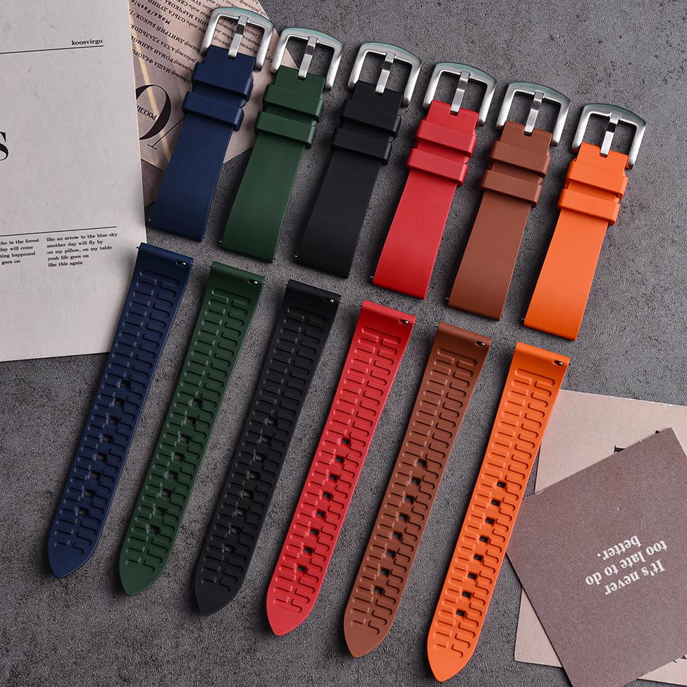 Klassisches FKM-Gummi-Uhrenarmband 18mm 19mm 20mm 21mm 22mm 23mm 24mm Schnellverschluss Wasserdicht Tauchen Fluorkautschuk-Uhrenarmband