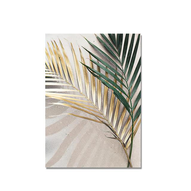 Nordic Wall Art Decor Golden Palm Leaf Plant Canvas Painting Poster Print Botanical Scandinavian Decoration Picture Home Decor