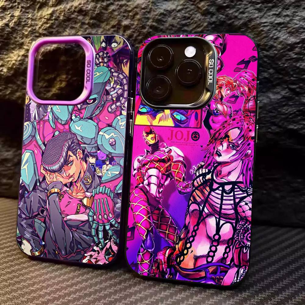 Anime Jojo Bizarre Adventure Phone Case For IPhone 17 16 15 14 11 12 13 Pro Max Plus Pro Colored Silver Cover