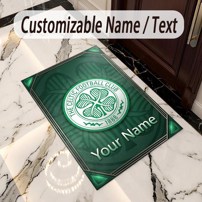 Crystal Velvet Rug Celtic FC Print Custom Name Text Floor Mat Home Decor