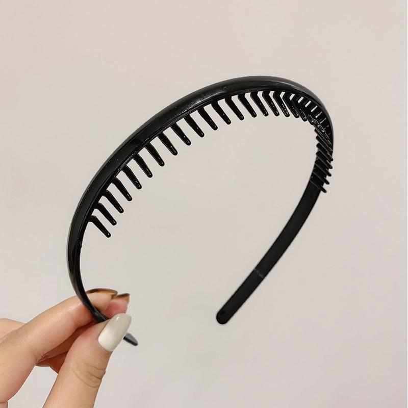 Black Series Headband Korean Style Practical Simple Face Wash Non-Slip Toothed Pressure Hair Hair Band Plastic Hair Accessories