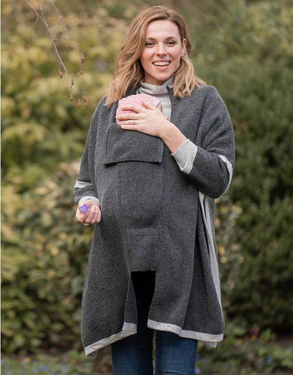 Cardigan Pelerină Maternitate Compatibil cu Portbebe Gri [Seraphin] Mărimi Femei S/M
