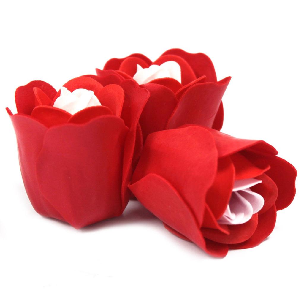 6x Soap Flowers Heart Box Red Roses 3-Pack
