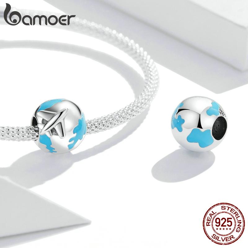 BAMOER 925 Sterling Silver Colorful Zircon Love Balloon Bear Pendant for Women Fine Jewelry