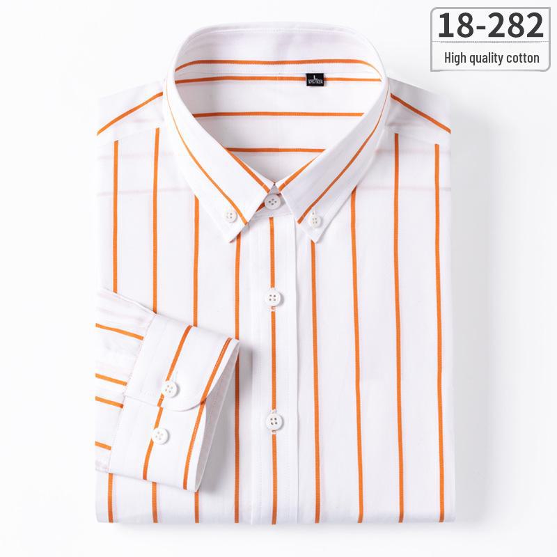 Men's Slim Fit Plaid Striped Pure Cotton Shirt