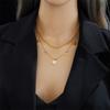 Gold Plated Multi-Heart Layered Beaded Chain Necklace for Women Stainless Steel with Cubic Zirconia