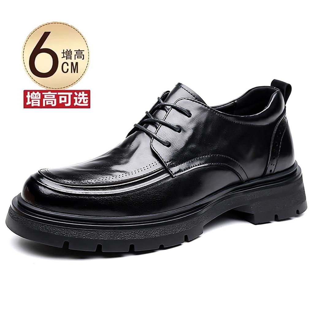 Leather shoes new winter leather breathable British inner height increase casual shoes business dress groom wedding shoes