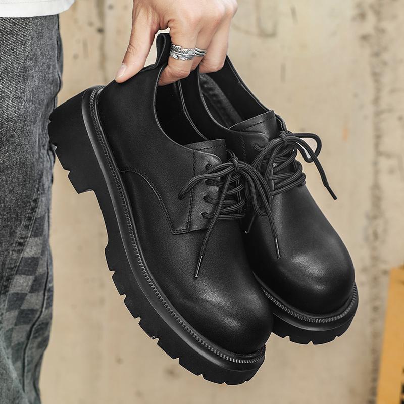 Fashion British Style Men's Casual Leather Shoes Thick Bottom Business Formal Dress Footwear Versatile Male Oxford Shoes New Derby Shoes