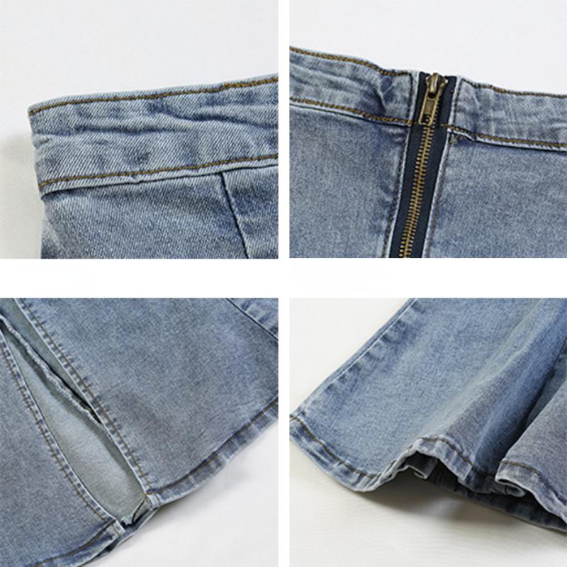 Denim Schlitz Langen Rock Frauen Koreanische Mode Vintage Hohe Taille Bodycon Rüschen Meerjungfrau Midi Rock Elegante Chic Sommer