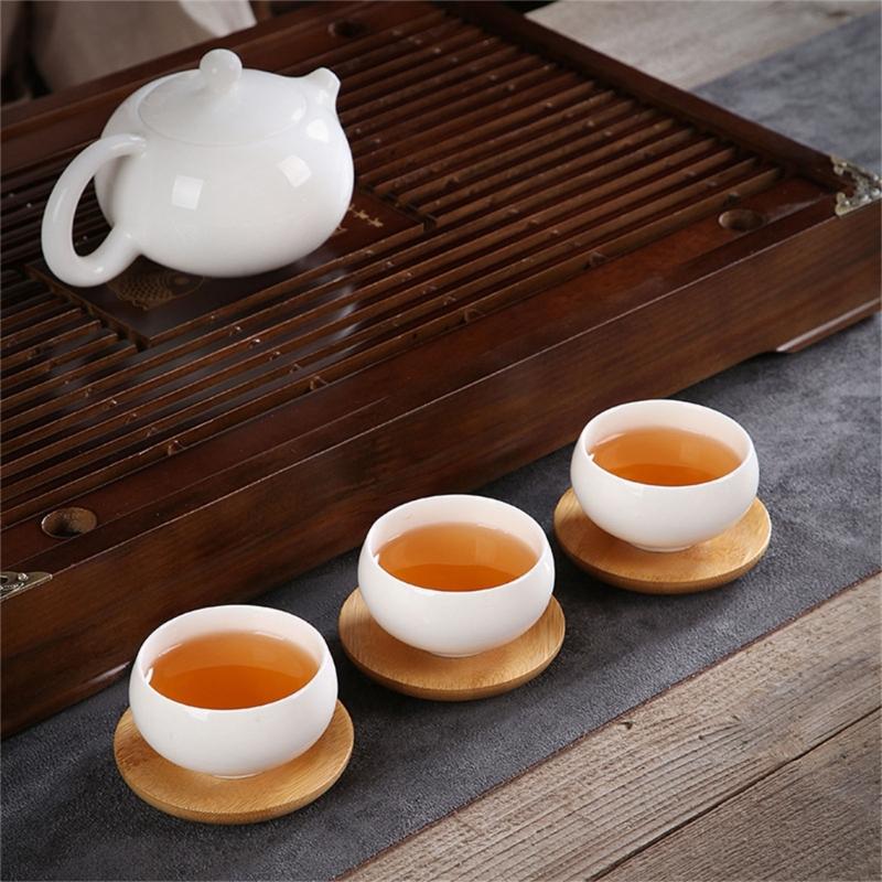 4 Pack Tea Cups Bamboos Coaster Heat Insulation Mat for Coffees and Wine Enthusiasts Beverage Cups Heat Insulation Pad