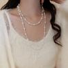 French long pearl necklace fashionable retro light luxury collarbone chain personalized high sense versatile new item jewelry