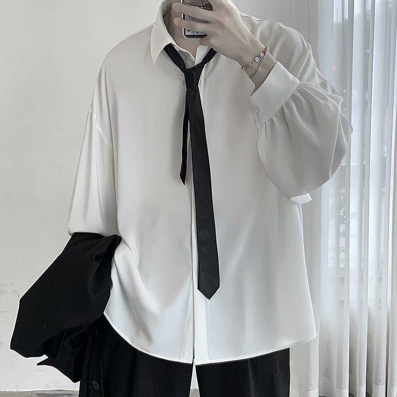 Shirt Men's Hong Kong Style Loose and Very Fairy Top Dk Trendy Design Sense Jk Long-sleeved Lazy Wind Pendant Shirt