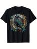 With Colorful Crow and Celtic Nordic Mythology Midgard Thorwalalla Pattern Design Cotton Round Neck Shortsleeved Tshirt