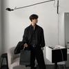 Men's British Yuppie Gray Long Sleeve Shirt - High-End, Mature Style, Oversized Trend