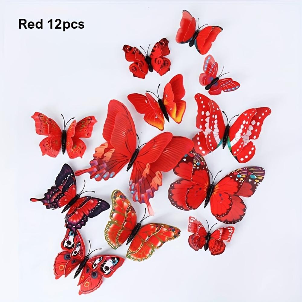 12pcs, Butterfly Wall Decor, 3D Butterflies Stickers For Party Decorations With Magnets, Removable Wall Stickers Room Decor, Scene Decor