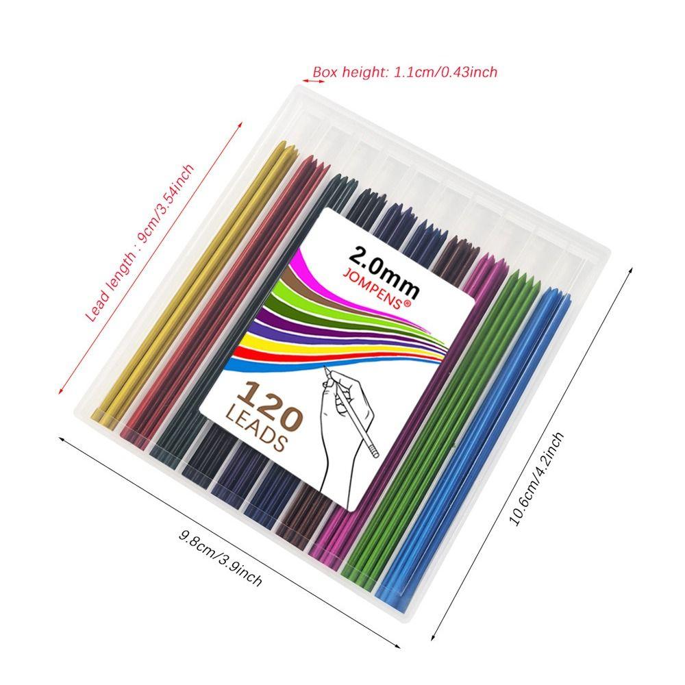 120pcs 10 Colors Mechanical Pencil Refills Large Capacity Propelling Pencil Replacement Refill