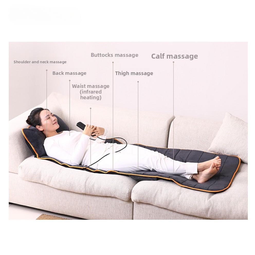 Memory Foam Ganzkörper-Massagematte mit Wärme Rückenmassagegerät mit 10 Vibrationsmotoren 6 Heizkissen Stuhlauflage für Nacken Taille Beine