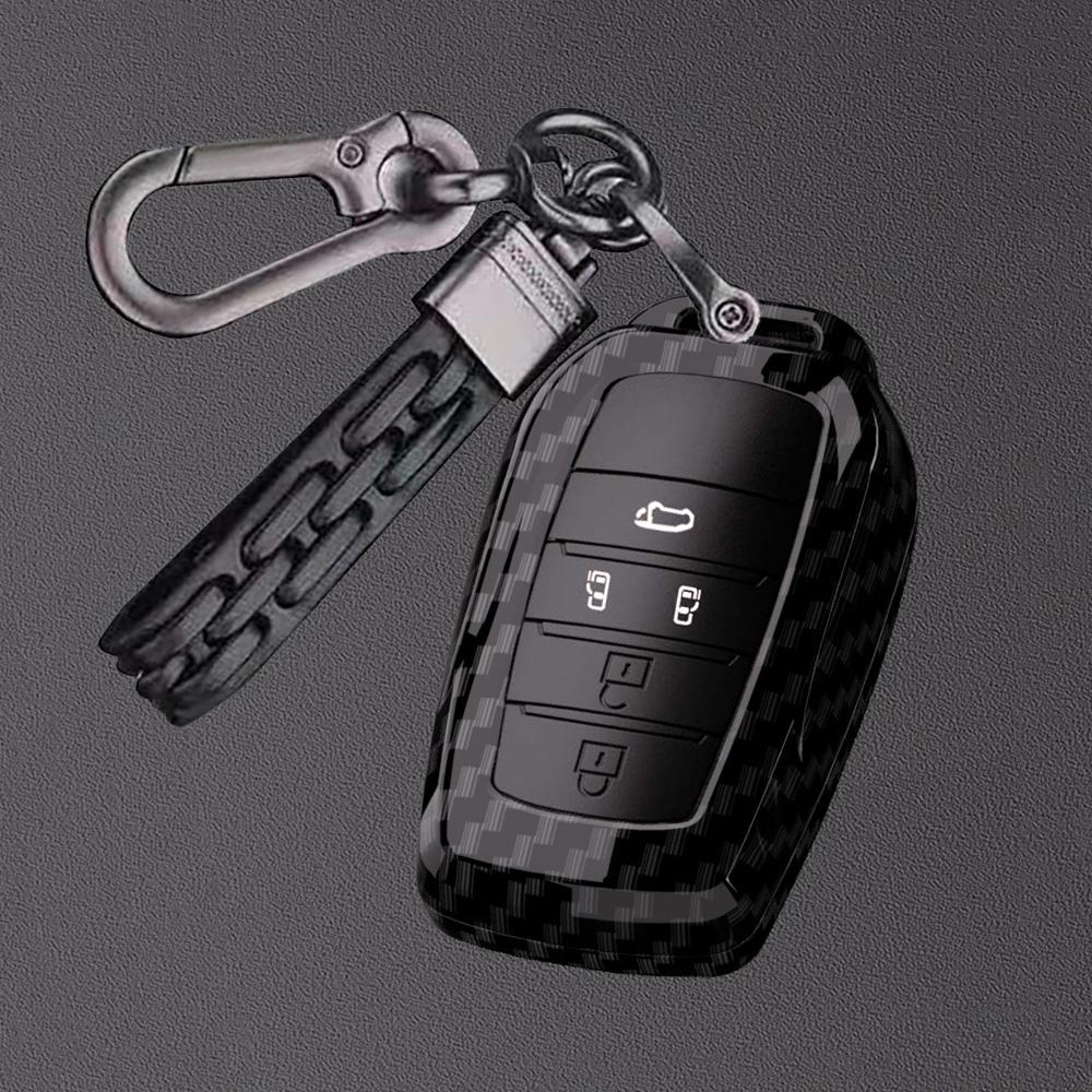 2/3/4/5 Button Carbon Car Key Case Cover For Toyota Rav4 Harrier Hilux Fortuner Land Cruiser Crown Highland Prado Yaris Cross Ay