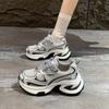 European station silver thick-soled heightening dad shoes women's 2025 autumn new breathable casual fashion versatile sports shoes