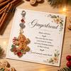 Christmas Themed Bag Tag Keychain with Blessing Greeting Card Vintage Metal Tree Pendant Charm Pendant Holiday Accessory Meaningful Gift