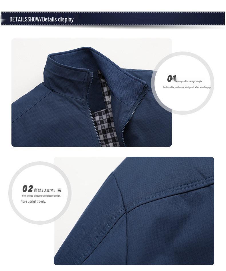 Men's Plus Size Spring & Autumn Casual Business Jacket with Stand Collar