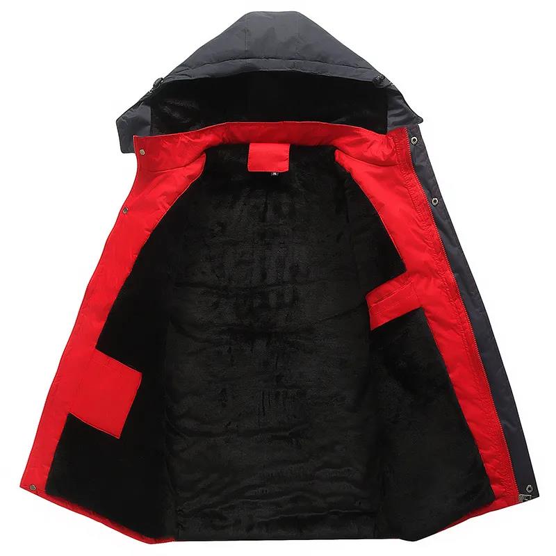 Winter Warme Werkzeugbekleidung für Herren mit Kapuze, Baumwollkleidung, winddichte, wasserdichte und verschleißfeste Jacke, plus Samt gefütterte warme Oberbekleidung