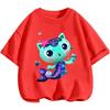 Axolotl Graphic Print Creative T-Shirts, Soft Comfy Crew Neck Short Sleeve Tee, Girls' Summer Tops