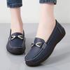 Women Simple Gold Loafers Leather Driving Moccasins Comfort Flats Black Casual Slip On Plus Size Black Shoes