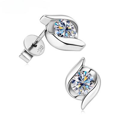 Nouvelle Arrivée Boucles d'Oreilles Puces Pierre Précieuse Moissanite 0,5 Carat pour Femmes Argent Sterling Massif 925 Couleur D Solitaire Joaillerie Fine