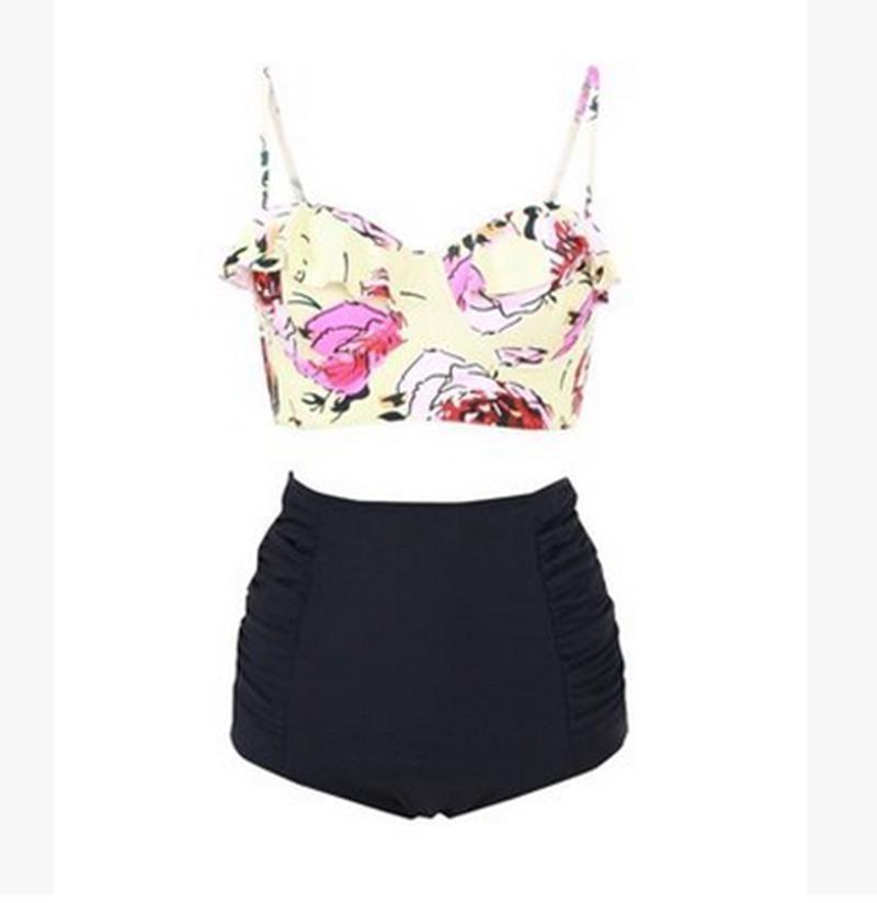Women Personality Fashion Ruffles Plaid Floral Zebra Bikini Set Swimsuit For Trendsetters