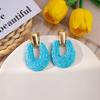 Handwoven Colorful Raffia Geometric Earrings: Hollow Round Vacation Style
