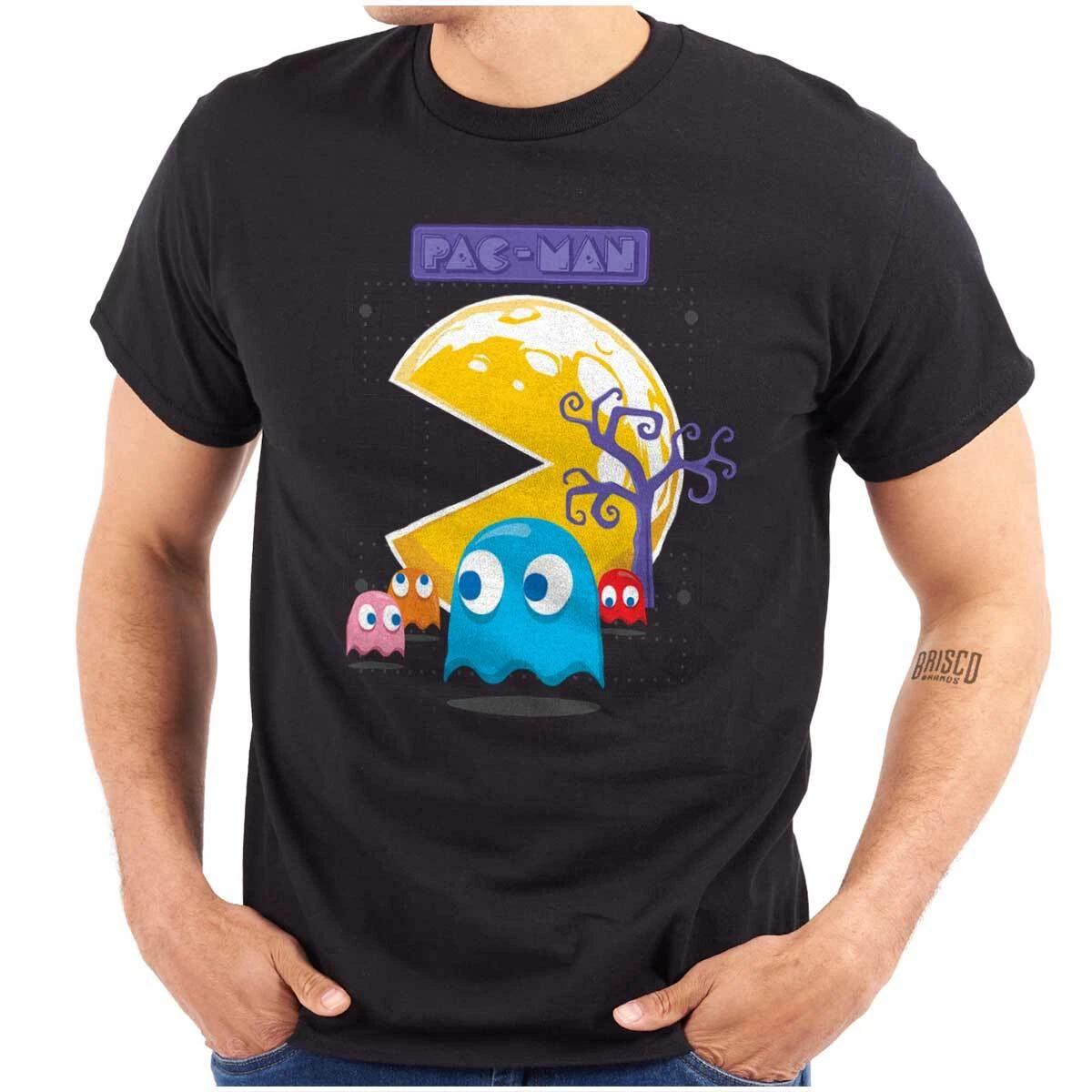 PACMAN Arcade Game Halloween Full Moon Night Womens or Mens Crewneck T Shirt Tee L