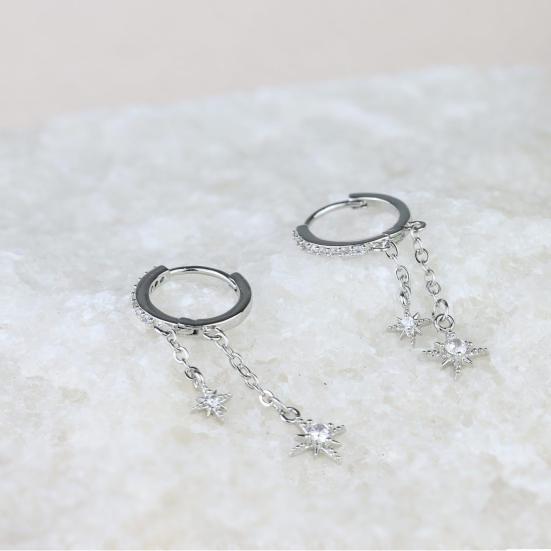 3 paia di orecchini da donna a forma di luna e stella, orecchini a cerchio in rame elettroplaccato, orecchini a bottone con strass, per feste di ballo e appuntamenti