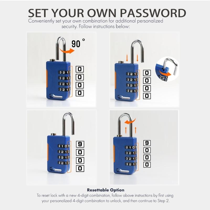 Antitheft Padlock 4 Digit Travel Combination Lock Lockers Password Lock Outdoor Gym Code Lock for Lockers Storage Box