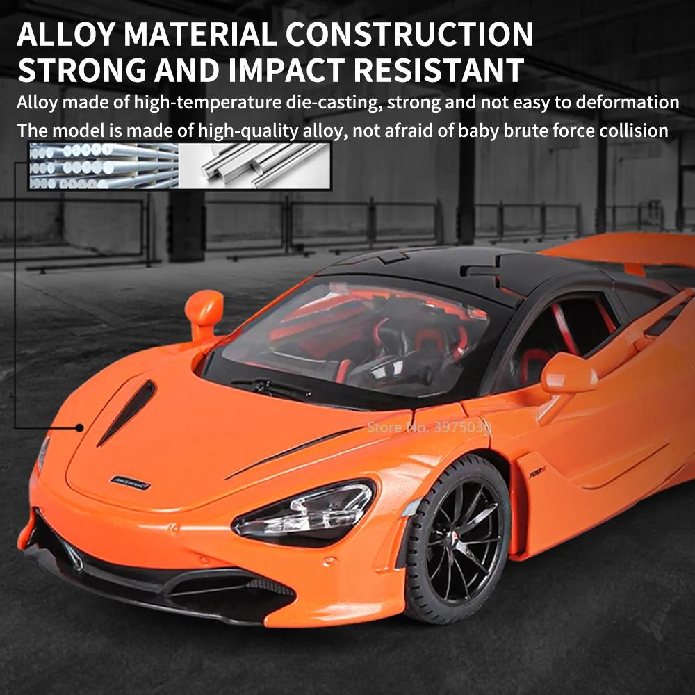 1/24 Scale McLaren 720S Sports Car Alloy Model Toys Simulation Diecasting Car with Sound and Light Pull Back Decorate Toys Boys Present