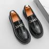 Fashion Fashionable and Trendy Men's Leather Loafers Thick Soled Non Slip Comfortable Walking Shoes Branded Urban Business Leather Shoes