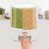 6 Compartment Kitchen Grain Storage Container, White Rotating Dry Food Dispenser for Rice, Beans, Pasta, Cereal, Oats, Flour