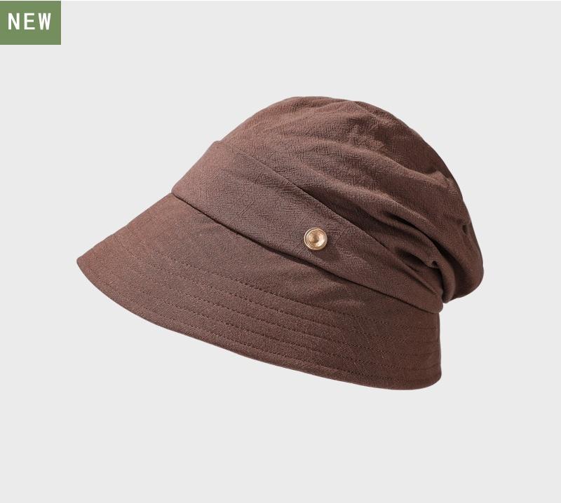 Cotton Pile Fisherman's Hat for Women Japanese-Style Minimalist Breathable Sun Protection Beanie Soft 56-58cm