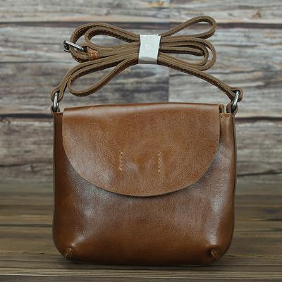 Genuine Leather Crossbody Bag for Women, Top Layer Cowhide Shoulder Bag, Retro and Simple Small Square Bag, Men's and Women's Couple Bag